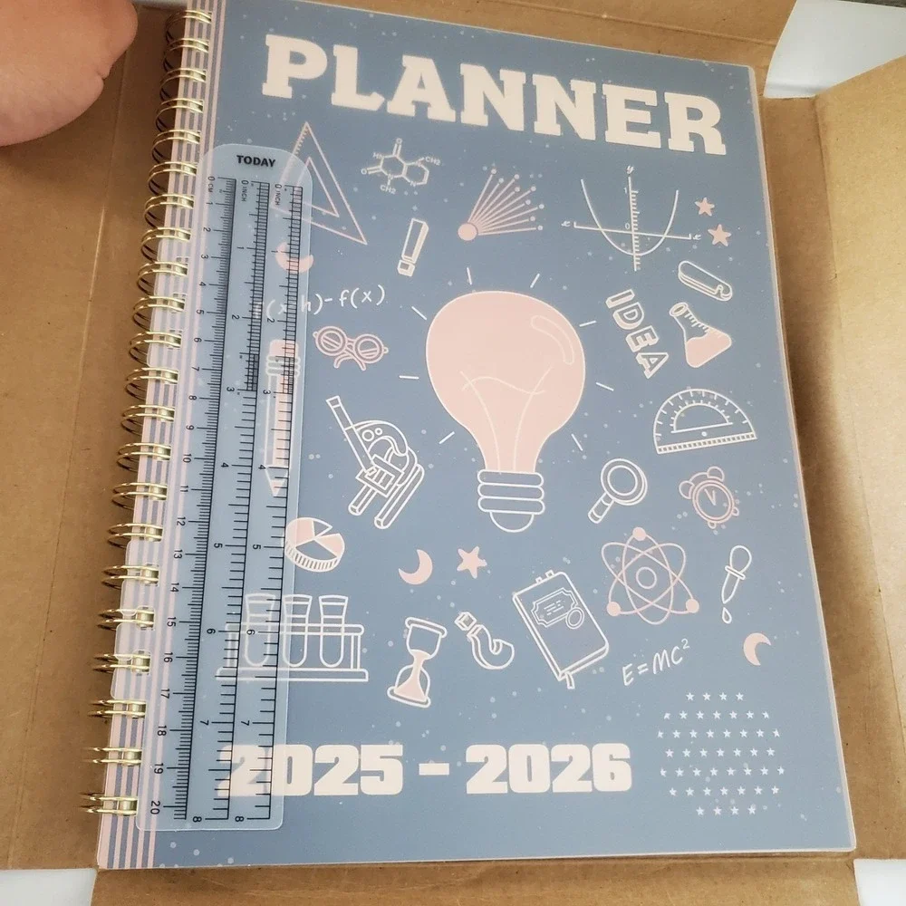 2025-2026 Academic Planner Spiral Bound Weekly Monthly w/ Stickers Blue Science